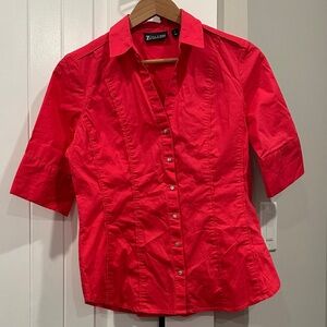New York & Company Vibrant Red Button-Down Shirt